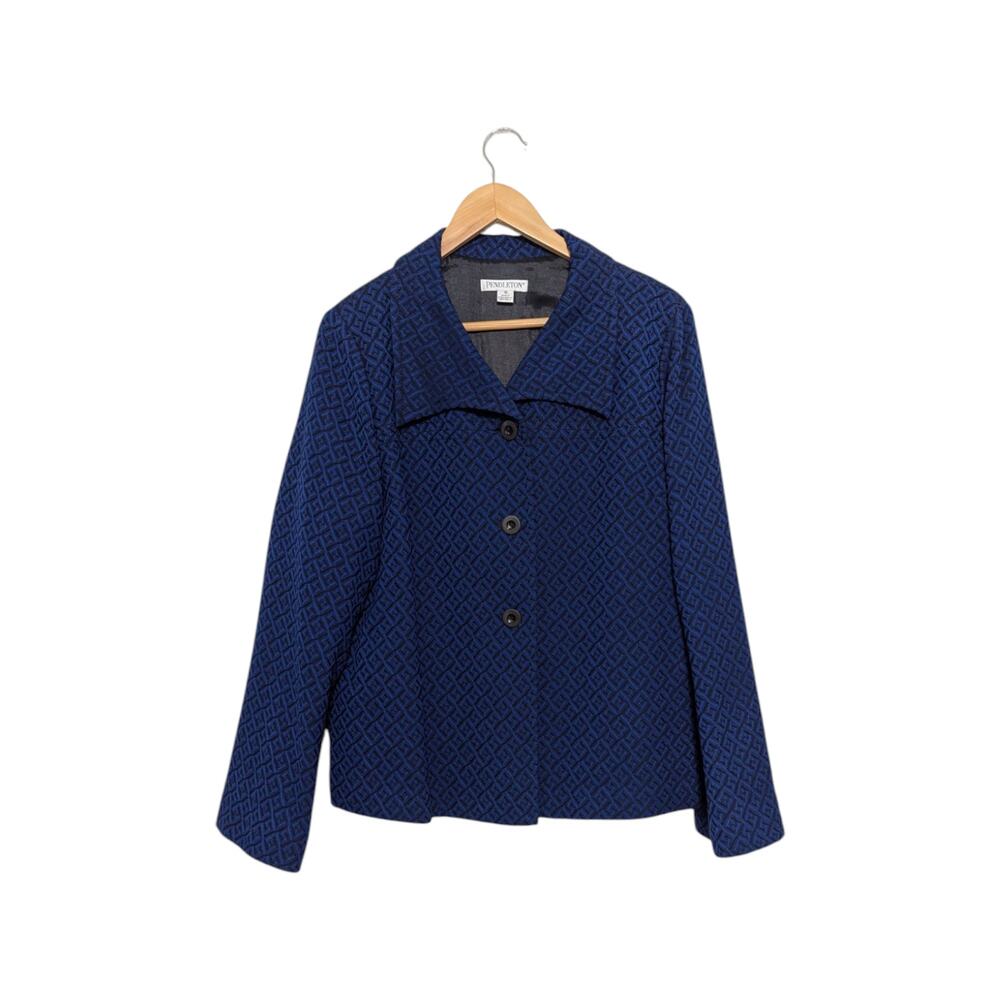 Pendleton Virgin Wool Blazer Jacket Diamond Print… - image 2